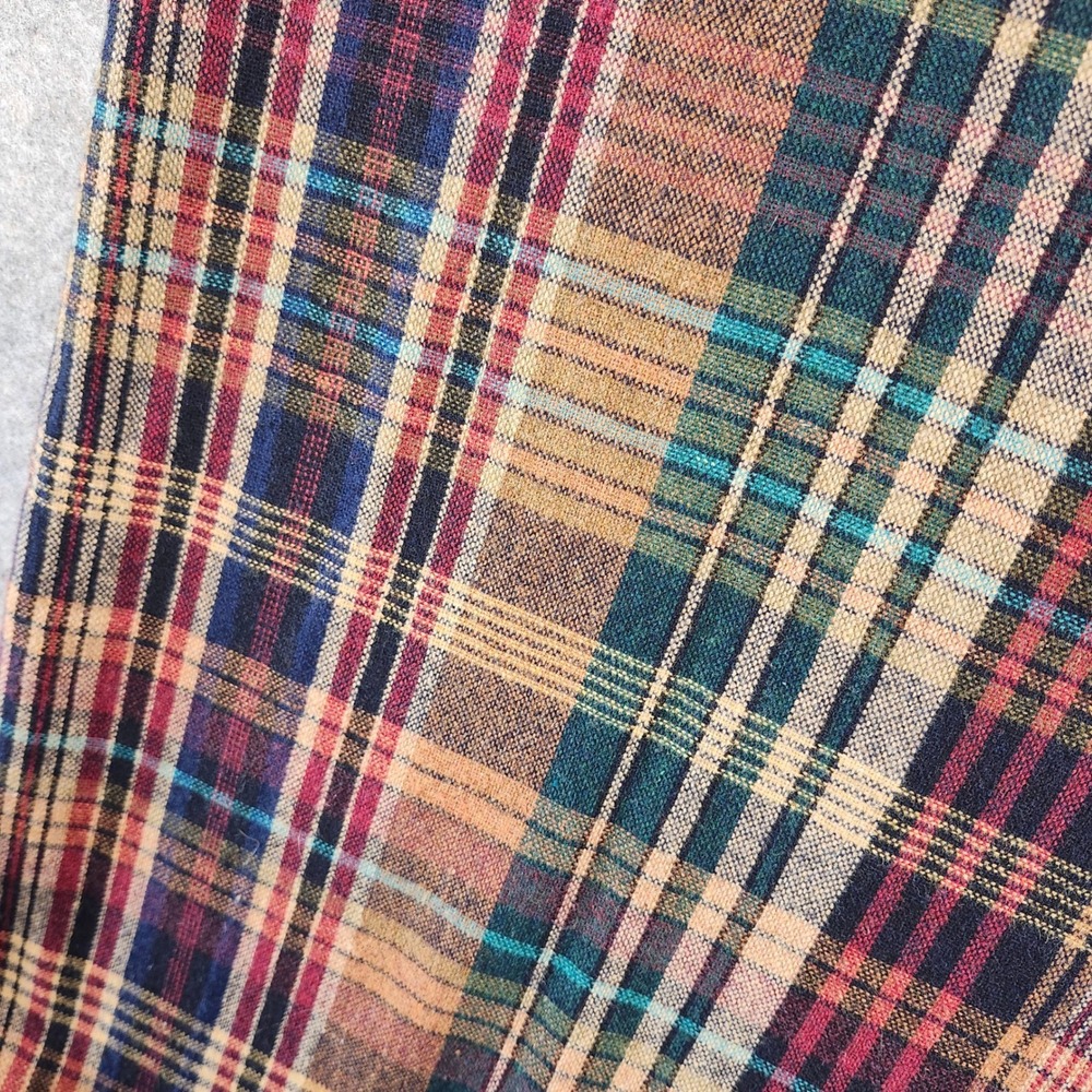Vintage Plaid A Line Midi Skirt Wool Blend 29 Button Zip Closure Womens Academia - Picture 9 of 13
